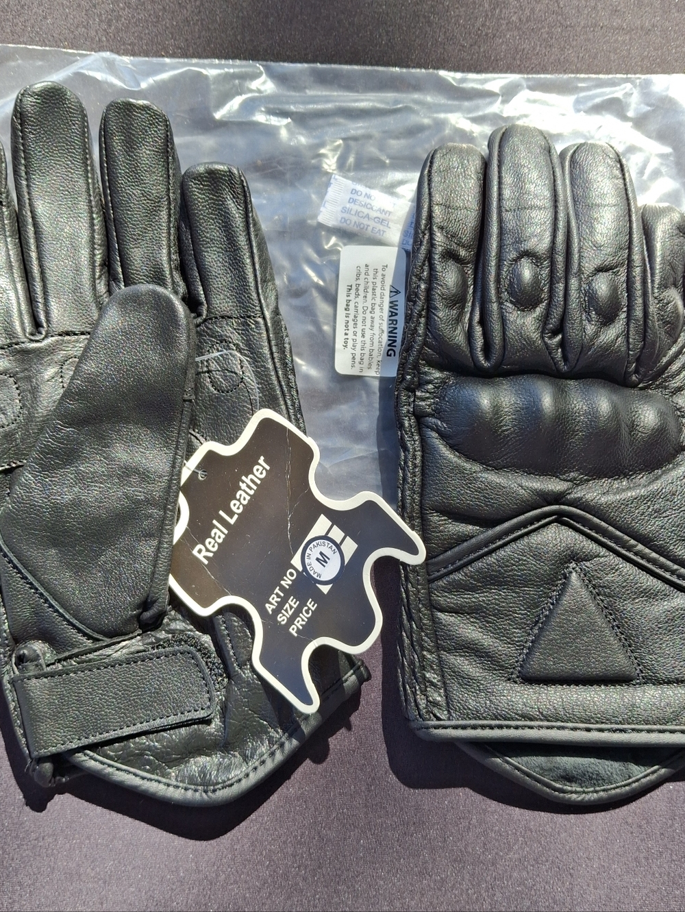 New Black  Leather Men's Riding Gloves Size Medium